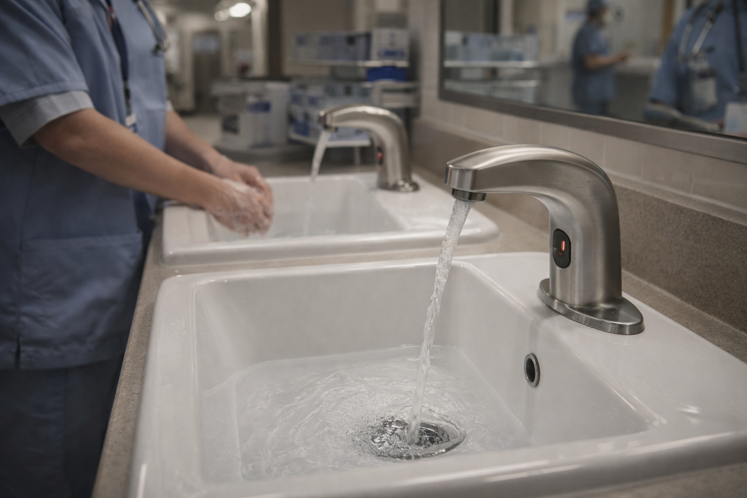Symmons touchless faucets in hospitals and institutional settings